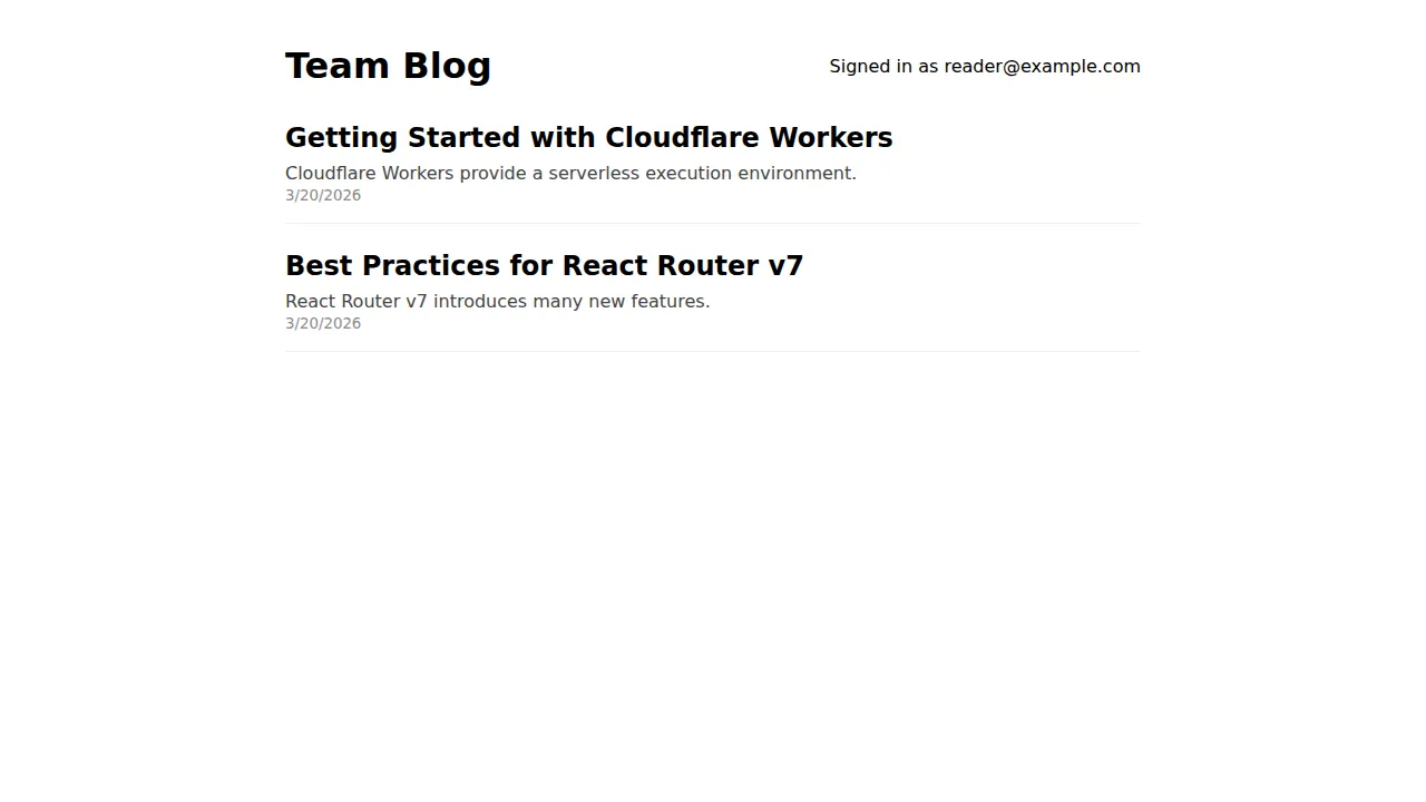 Home page as a reader — no New Post button, only published posts