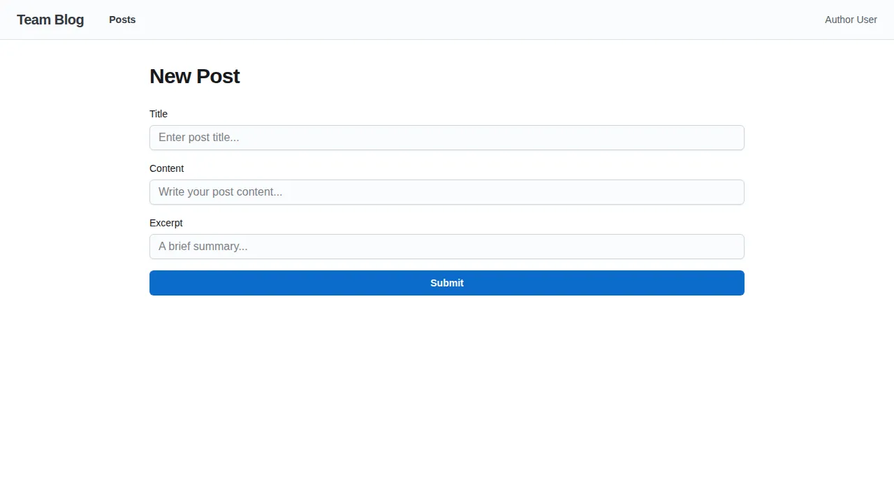 New post form auto-generated from the Drizzle schema